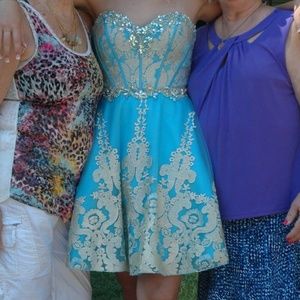 Tony Bowls Teal Homecoming Dress